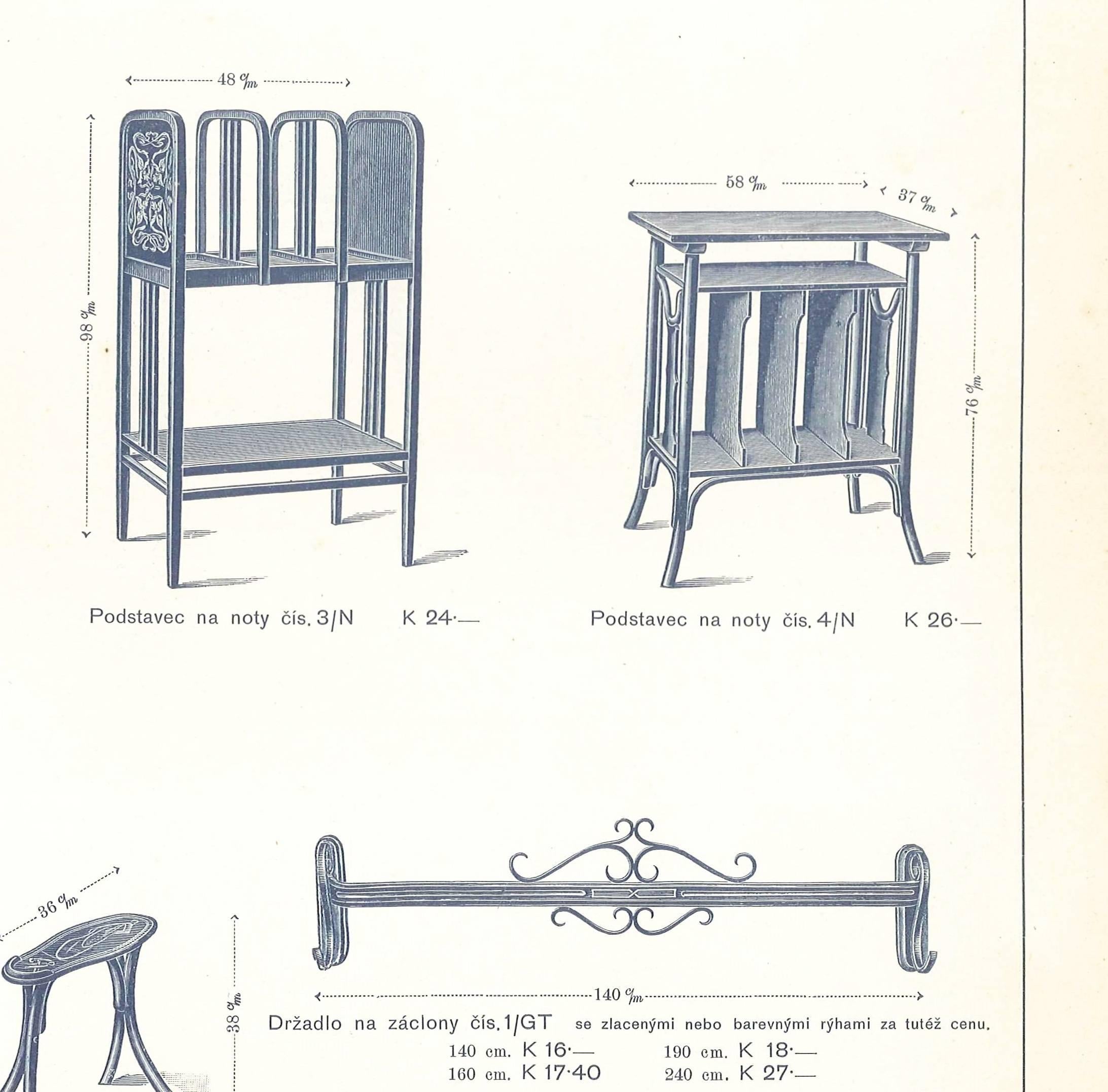 Music Table D.G.Fischel, Model  Nr.4, circa 1900 In Good Condition In Praha, CZ