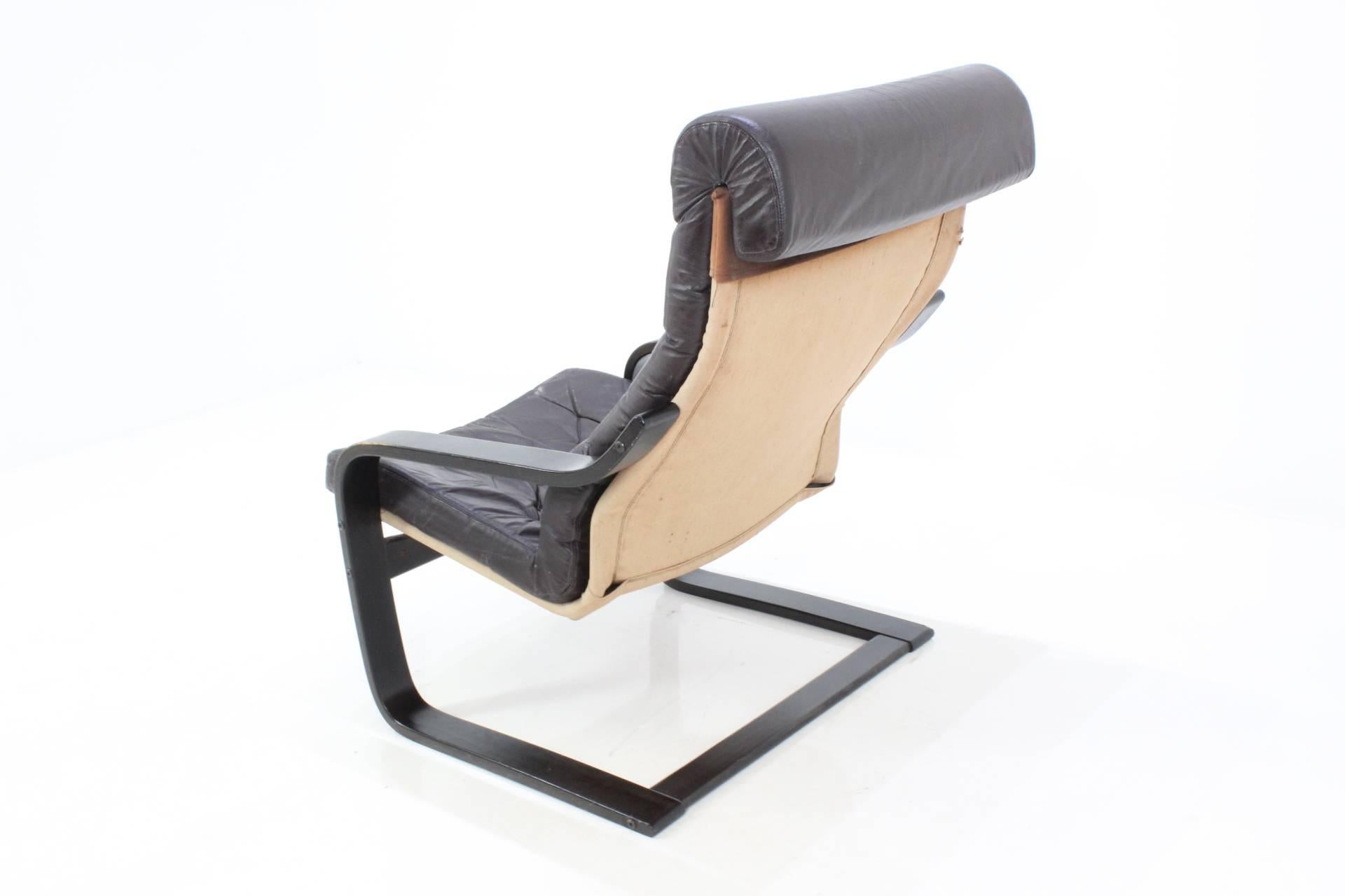 Finlandais Fauteuil ou salon en cuir finlandais du milieu du siècle, 1970 en vente