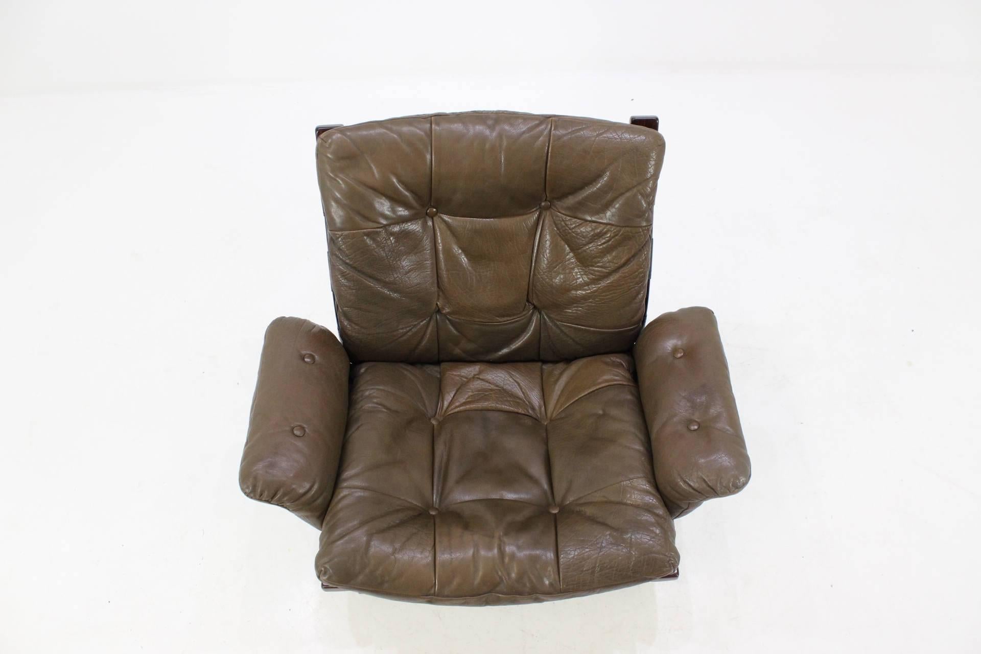 Danish Kengu Leather Chair by Elsa and Nordahl Solheim for O.P. Rykken & Co., 1970s