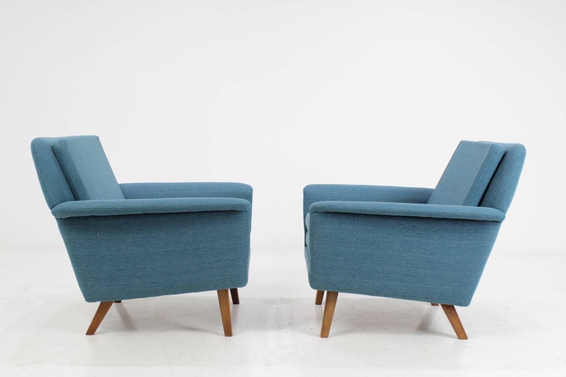 Oiled Pair of Folke Ohlsson Lounge Chairs for Fritz Hansen, Denmark