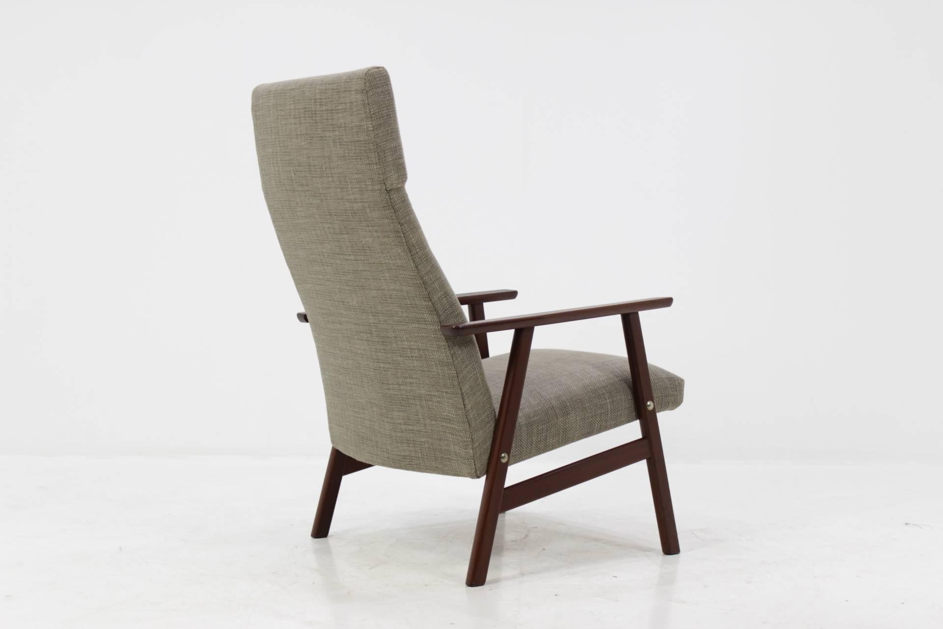 Upholstery Danish Mid-Century Teak Highback Easychair, 1960s