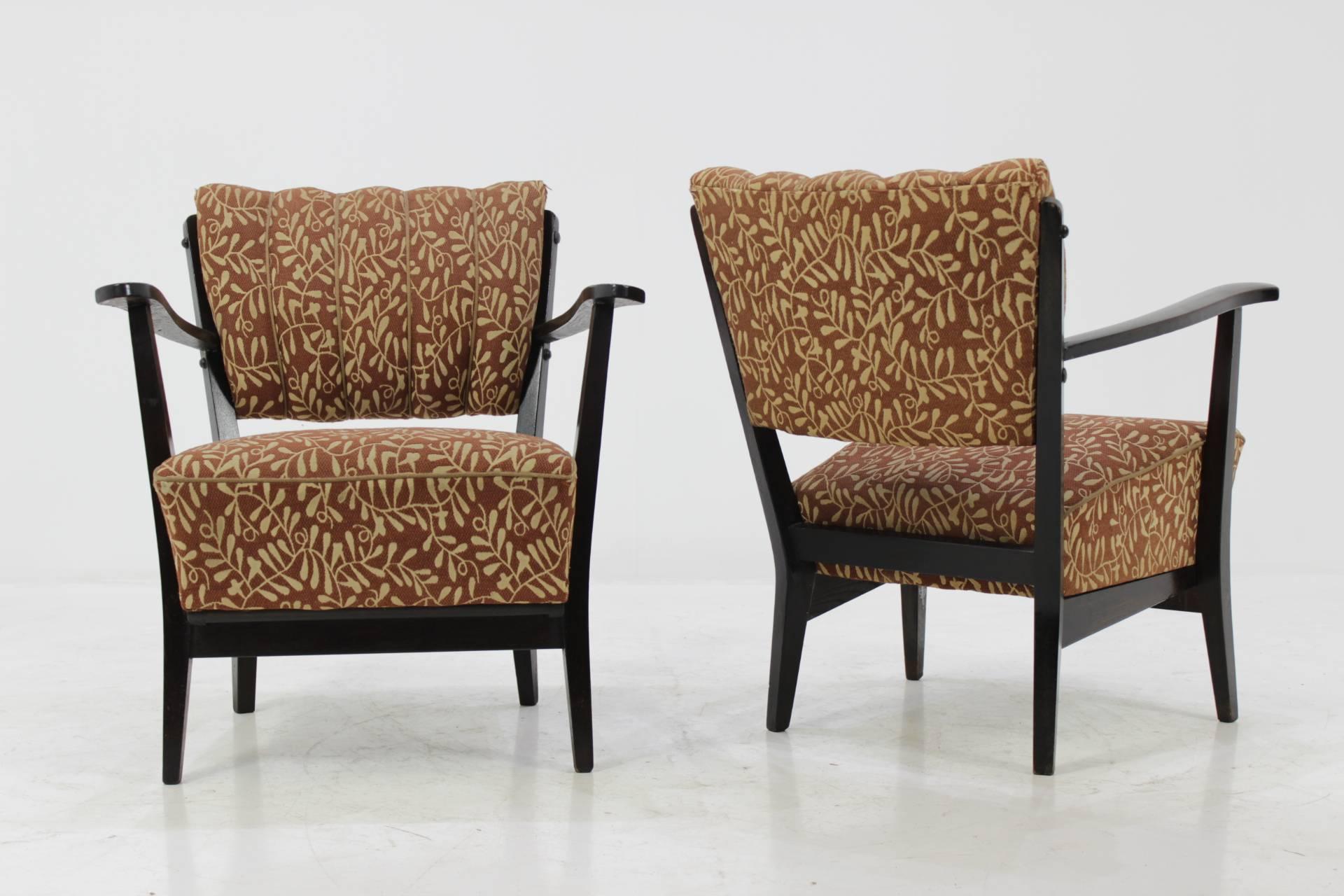 Mid-Century Modern Pair of Czech Armchair with Original Upholstery, 1950s