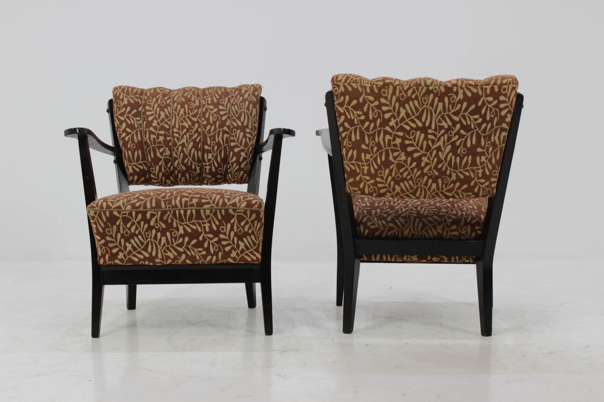 Teak Pair of Czech Armchair with Original Upholstery, 1950s