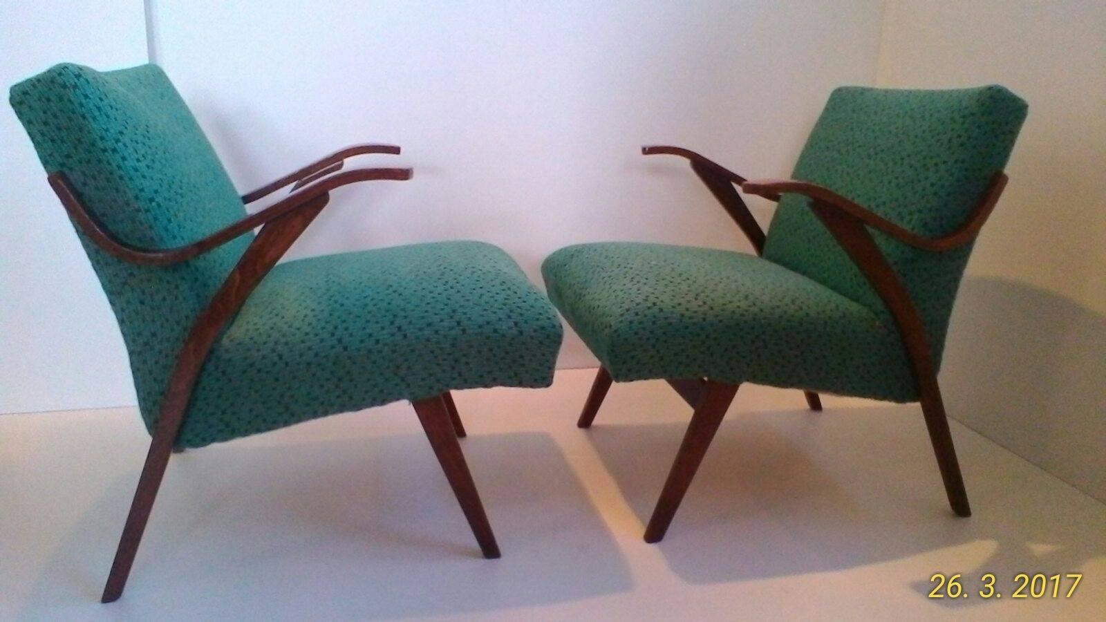 Mid-Century Modern Pair of Armchairs in Brussels Style For Sale