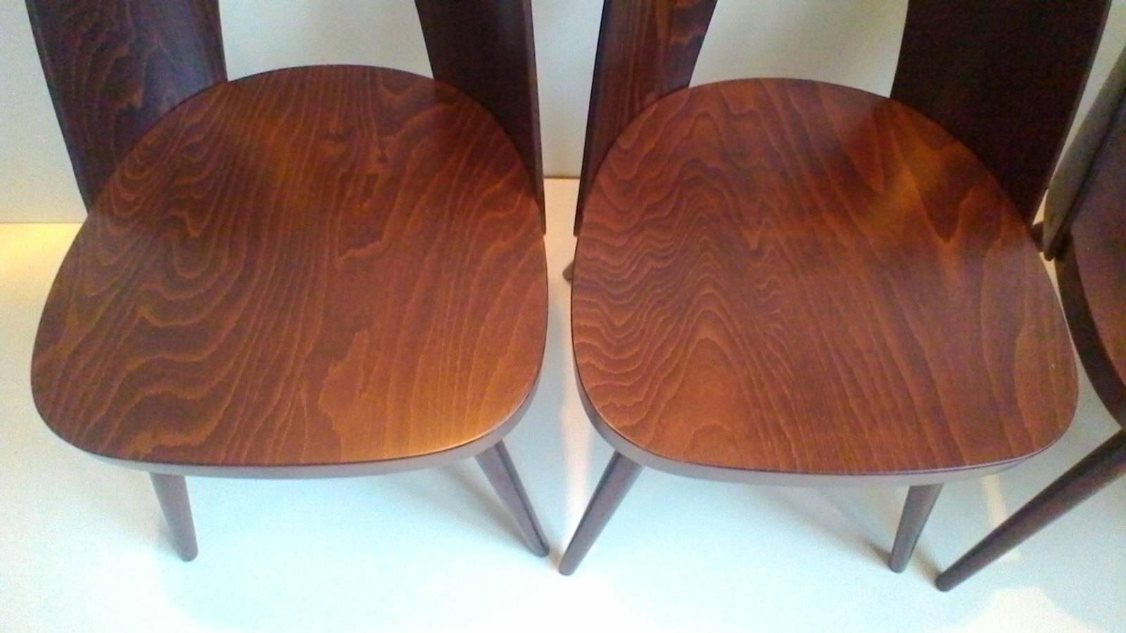 Mid-20th Century Set of Four Dining plywood Chairs, Tatra, Antonin Suman, 1960s