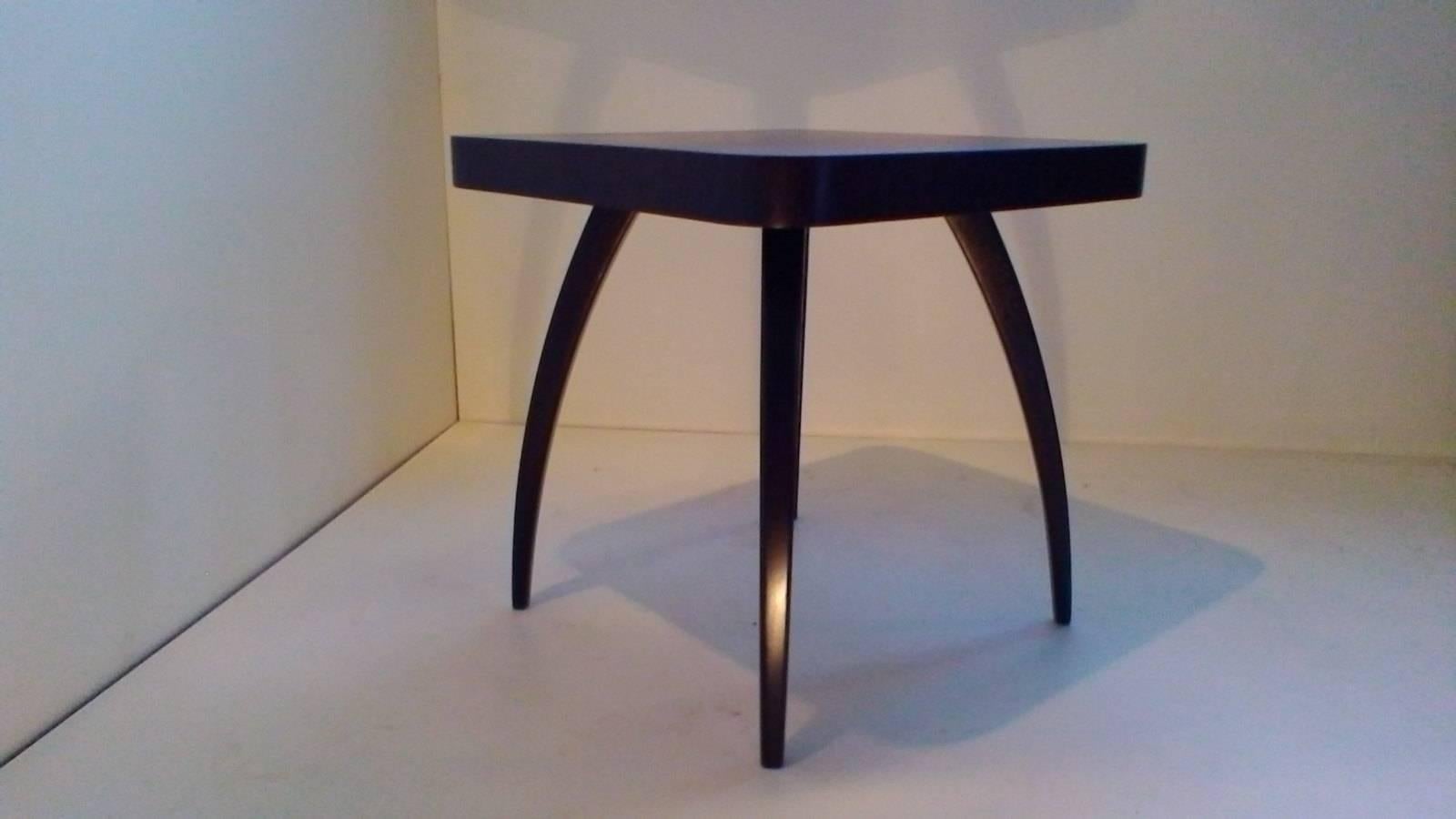 Popular bentwood coffee table 'Spider' by Jindrich Halabala. The table in Art Deco style was designed in 1949 and produced in dark oak veneer. Fully restored, very good condition.