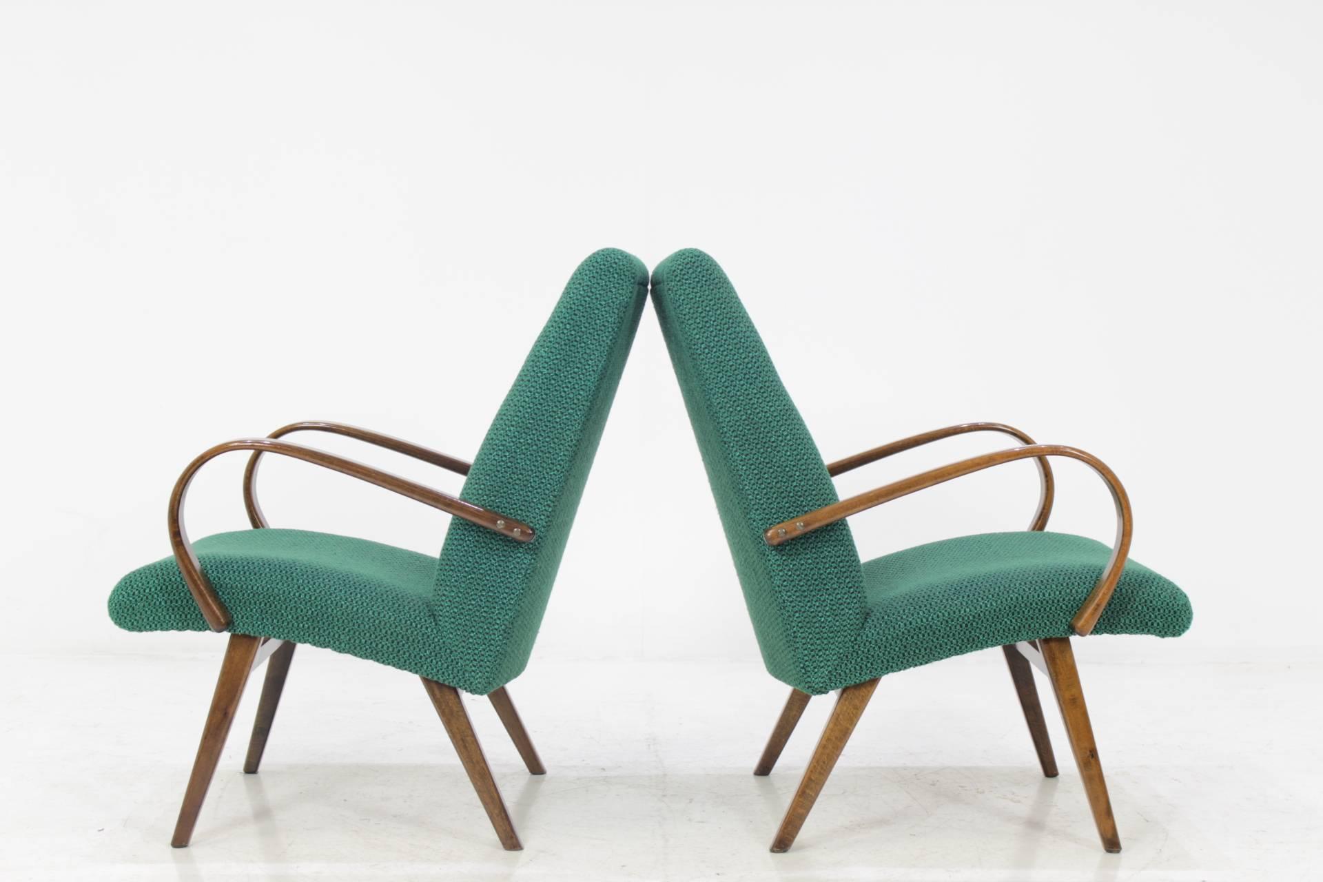 Fabric 1960 Thon or Thonet Bentwood Lounge Chair