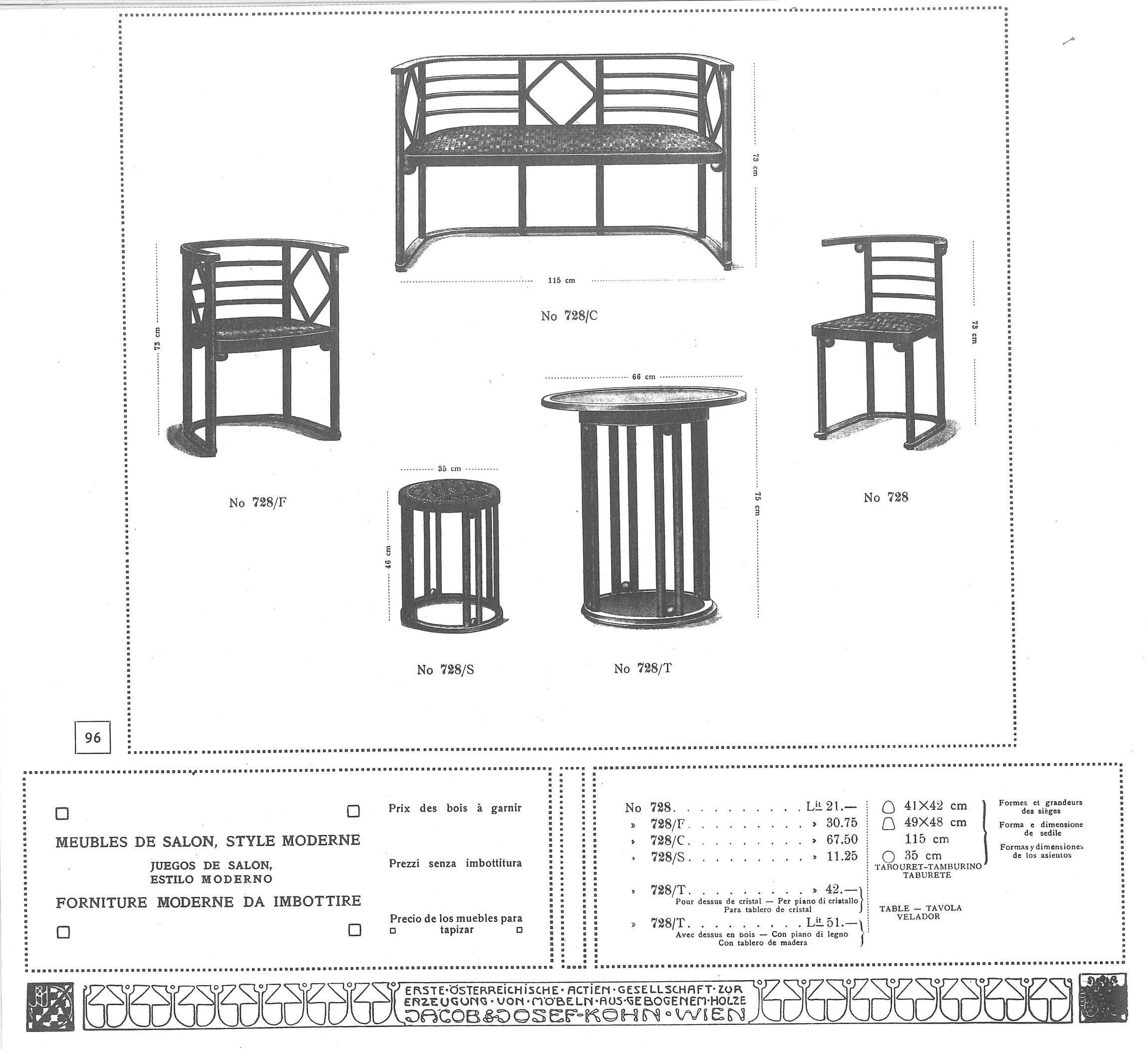 Bentwood Pair of Stools Thonet Nr.728, circa 1914 by Josef Hoffmann