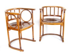 Pair of Fledermaus Armchairs, circa 1910, Josef Hoffmann