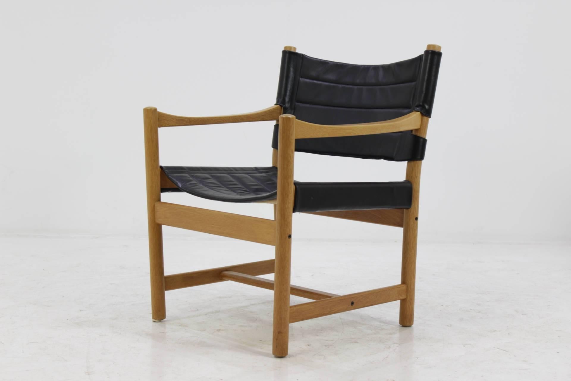 Mid-20th Century Pair of Danish Black Leather Armchairs by Ditte and Adrian Heath, 1960