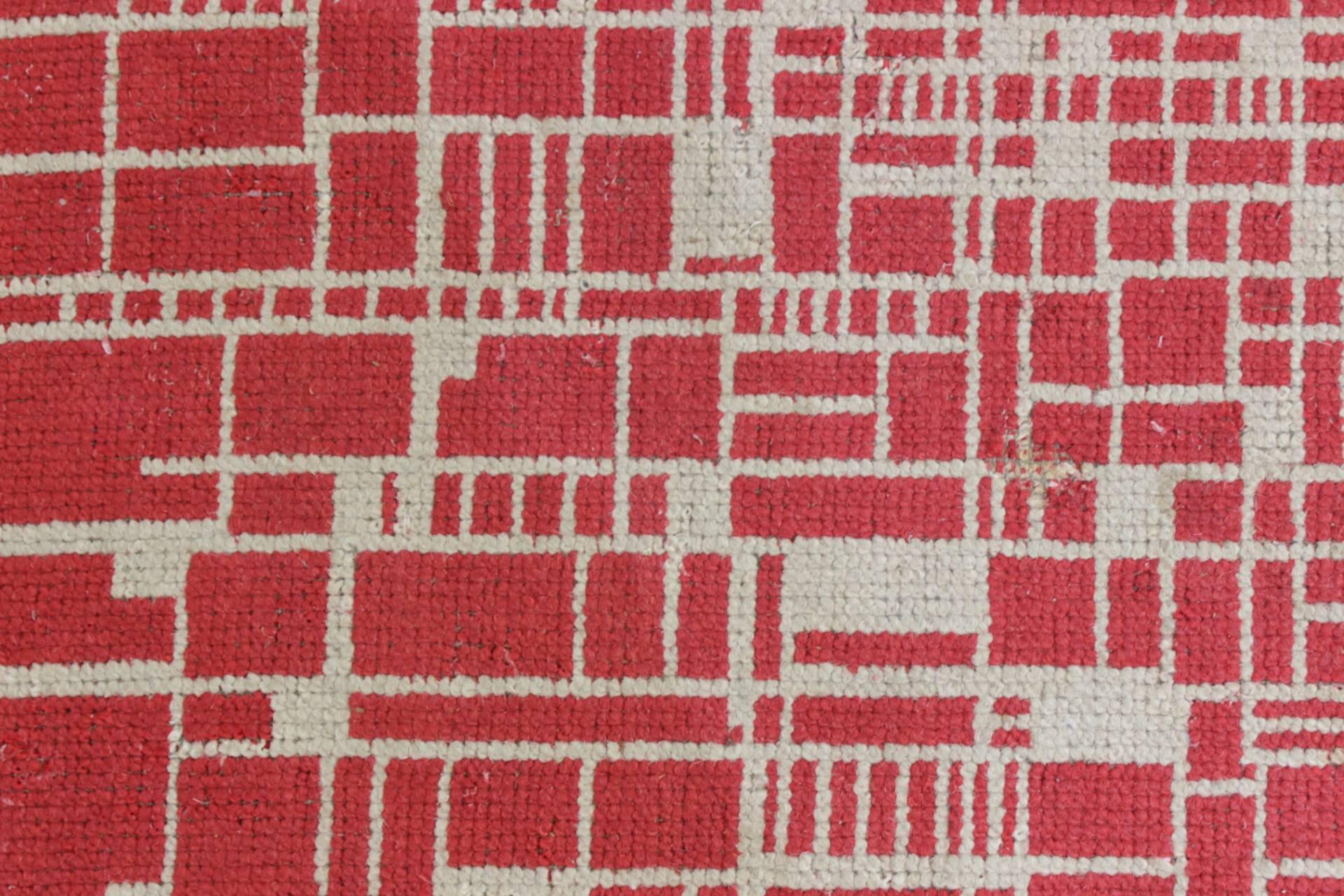 Czech Geometric Modernist Carpet, Midcentury For Sale