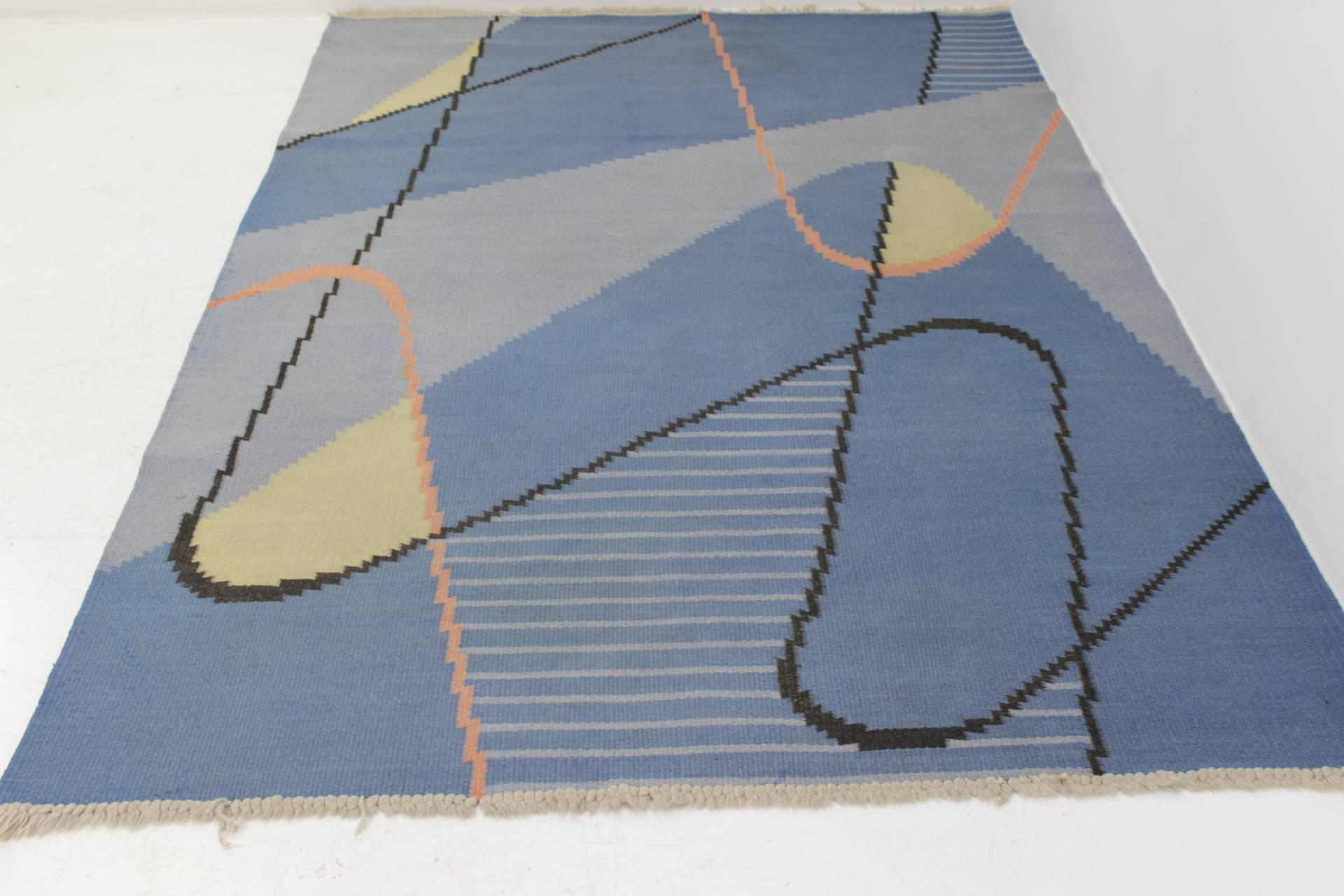 Geometric Modernist Kilim Carpet by Antonín Kybal In Good Condition For Sale In Praha, CZ