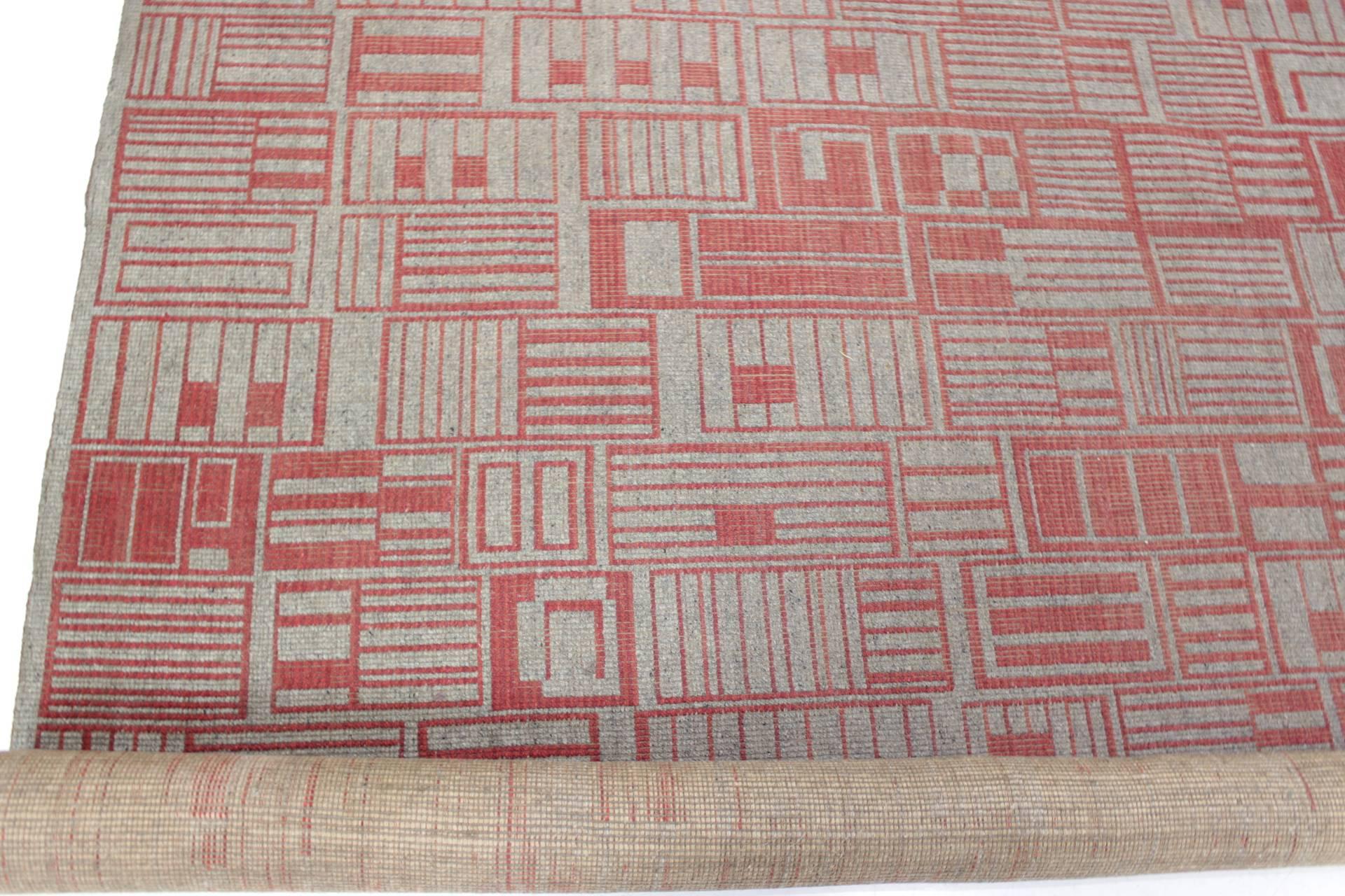Czech Geometric Modernist Carpet, Midcentury