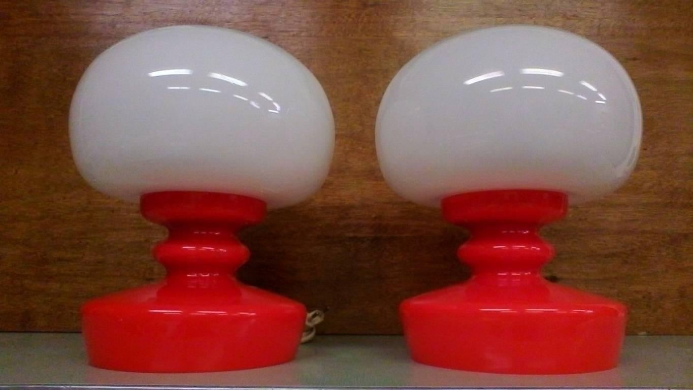 Midcentury table lamp from Kamenicky Šenov, Czech Republic, 1970s. Set of two pieces of lamp.
