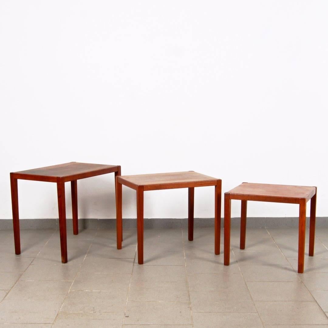 Midcentury nesting tables by Sika Mobler, Denmark, 1960s. Very practical. Marked by label.