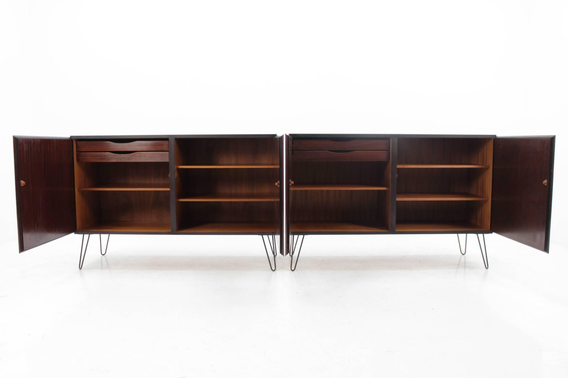 Mid-Century Modern Set of Two Upcycled Palisander Sideboards by Omann Jun