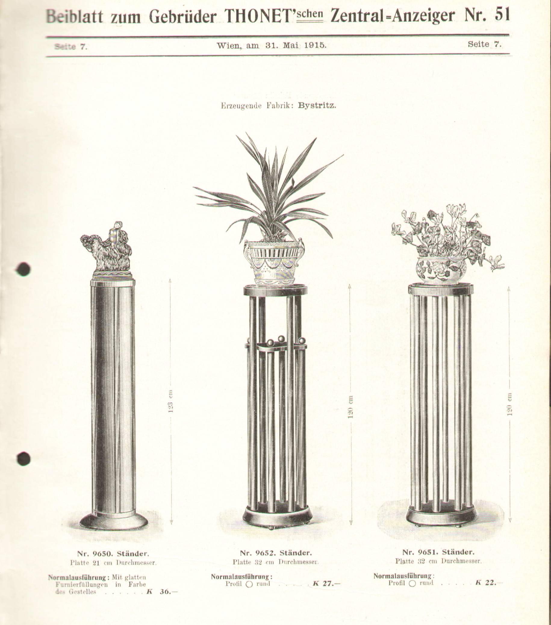 Pedestal Gebrüder Thonet Nr.9651, circa 1915, Otto Prutscher 2