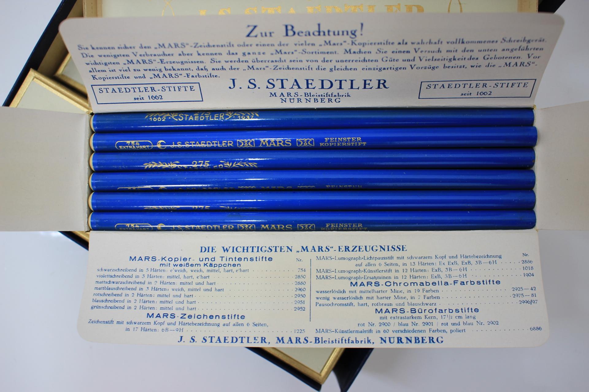 Mid-20th Century Set of Pencils by Mars Bleistift Fabrik, J. S. Staedtler, 1937