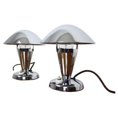 1930s Pair of Newly Chromed Lamps, Czechoslovakia