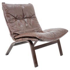 Fauteuil de salon en cuir Farstrup des années 1970, Danemark