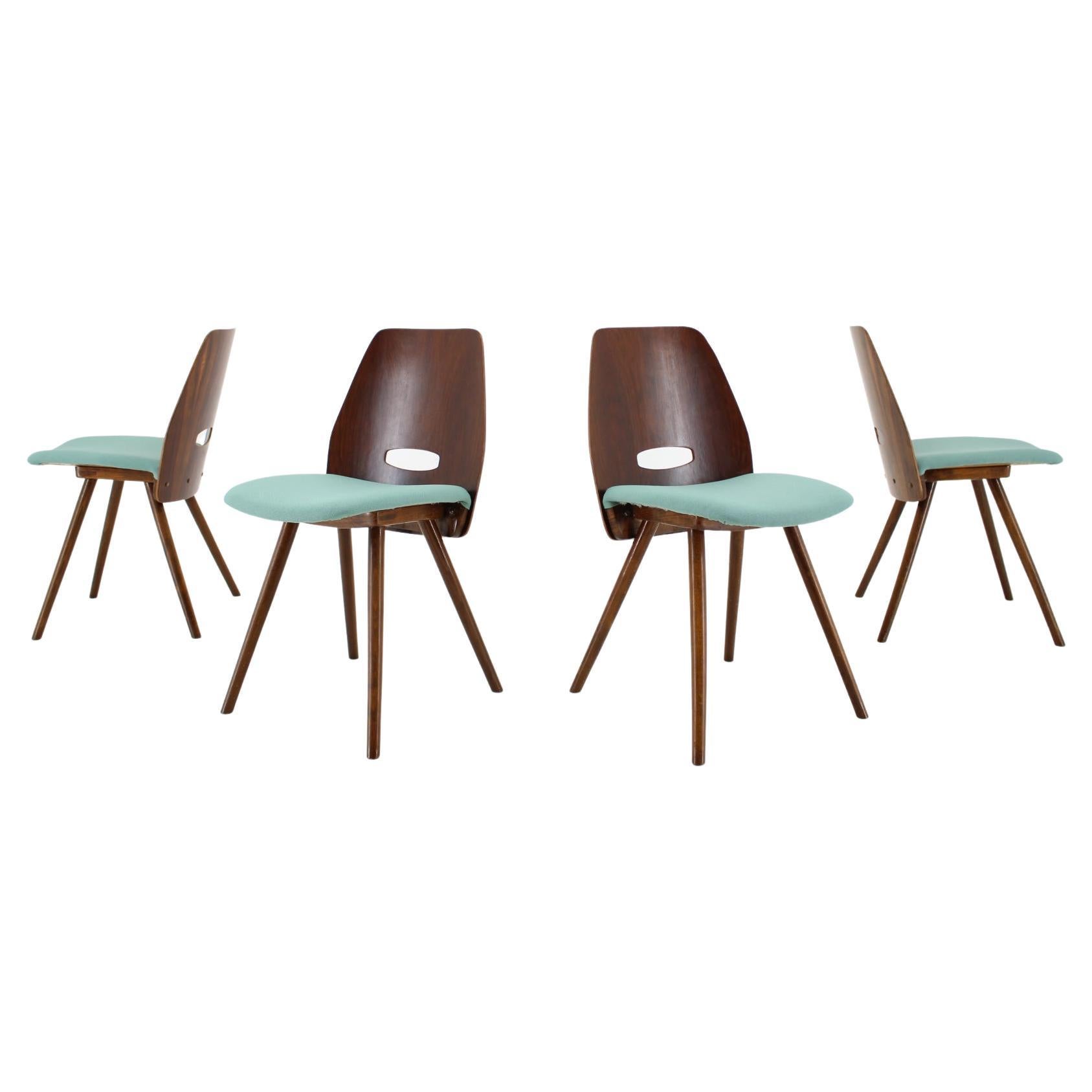 1960s Set of Four Frantisek Jirak Dining Chairs, Czechoslovakia For Sale