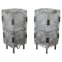 Set of Two Glass Table Lamps by Kamenicky Senov, 1970s
