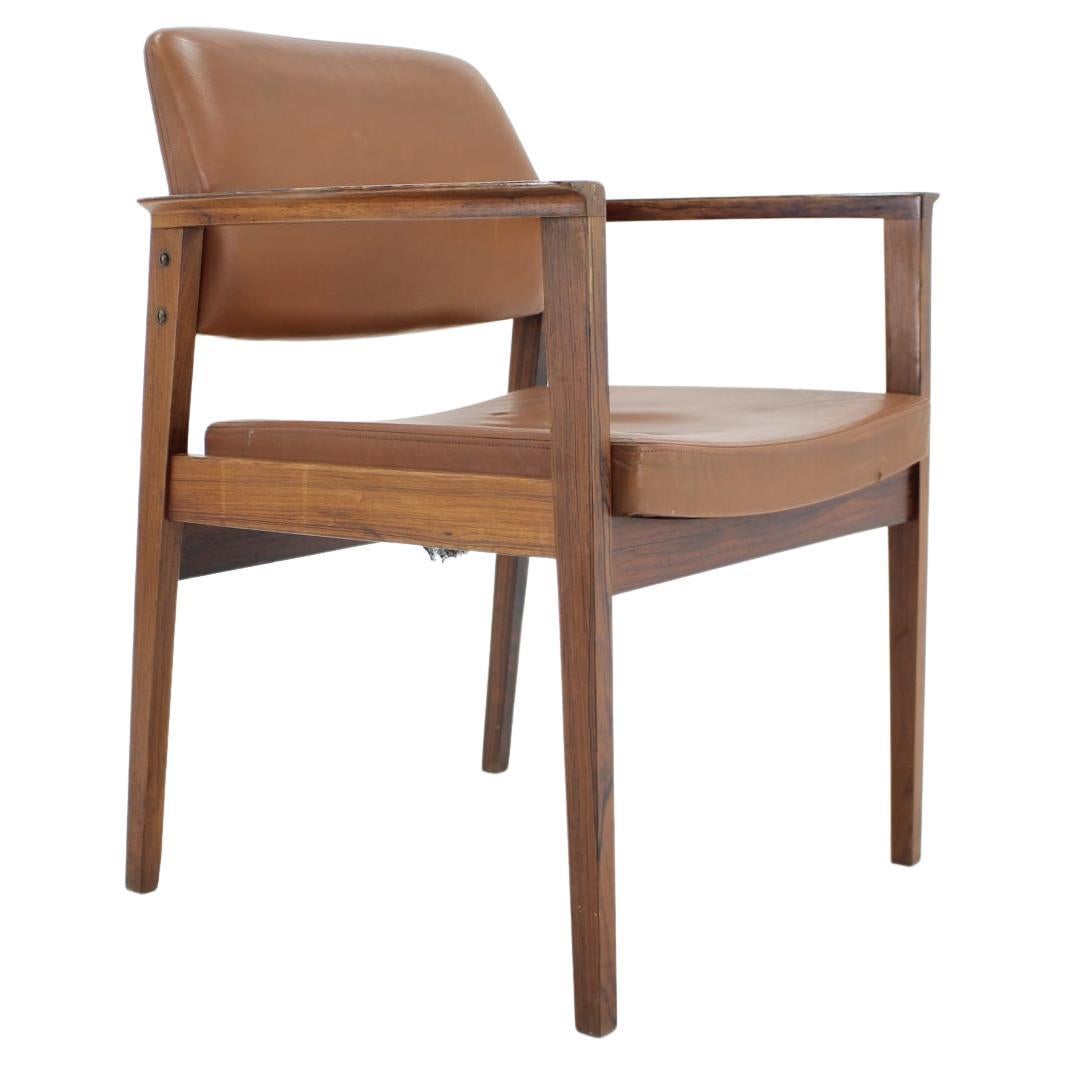 1960s Leather Palisander Side or Desk Chair, Denmark For Sale