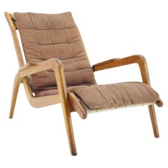 1960s Jan Vanek, Very Rare Relaxing Oak Armchair, Czechoslovakia