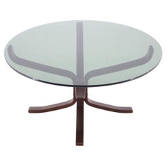 1960s Sigurd Ressell for Vatne Møbler Falcon Glass Top Coffee Table