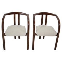 Silla de comedor de Ton de los años 80 en tejido bouclé blanco crema
