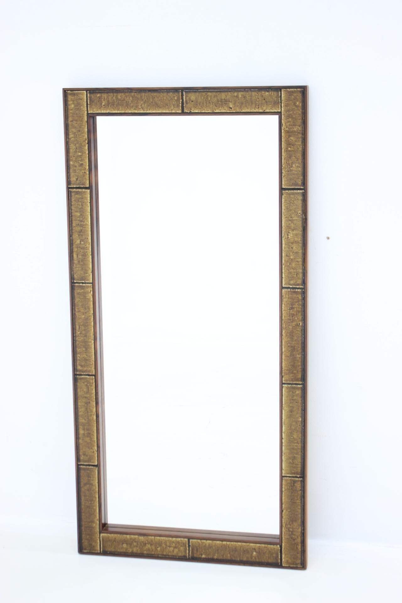 1960s Wood and Tile Mirror, Denmark For Sale 2