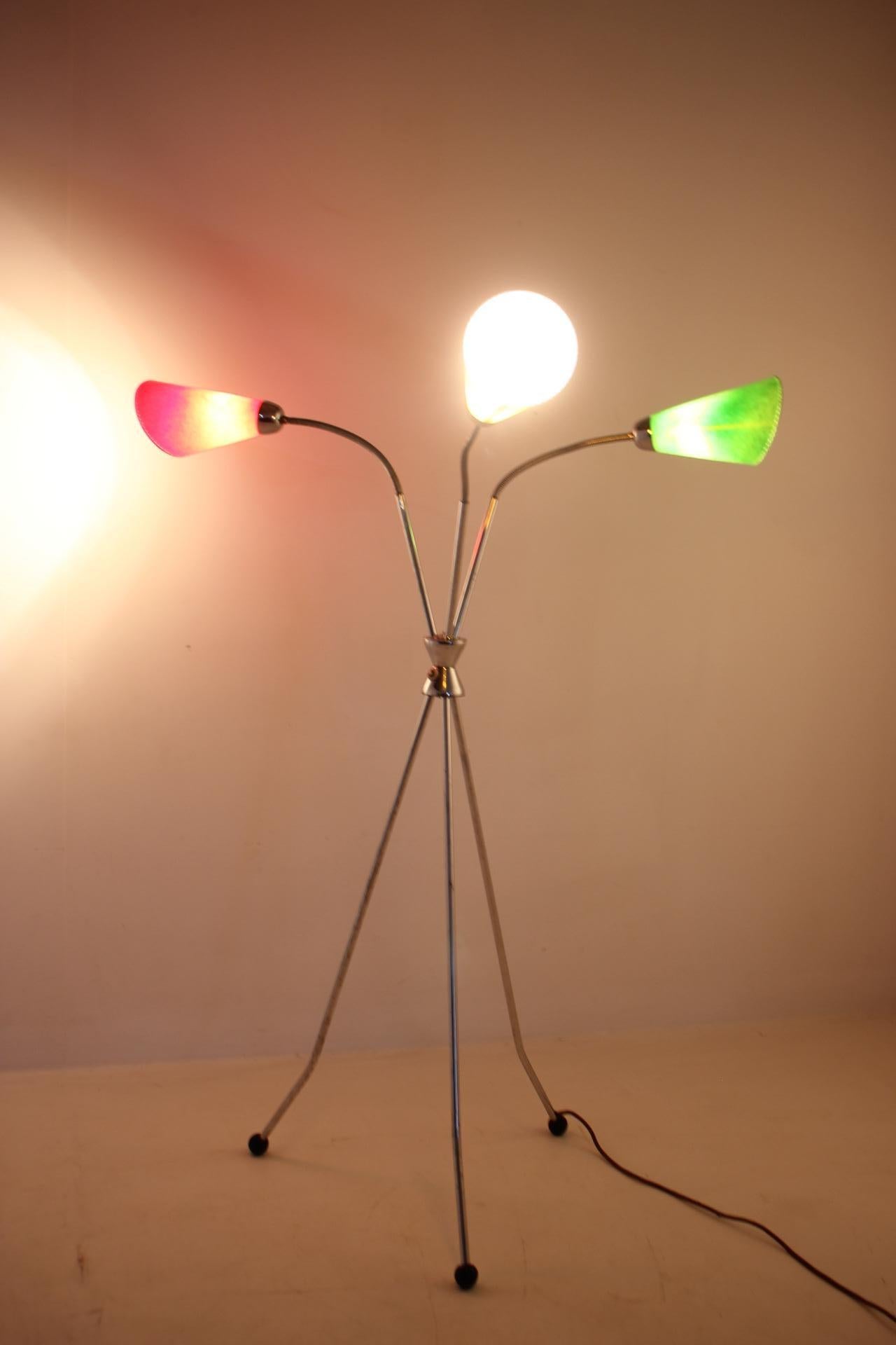 1960s Chrome Plated Tripod Floor Lamp, Czechoslovakia For Sale 1