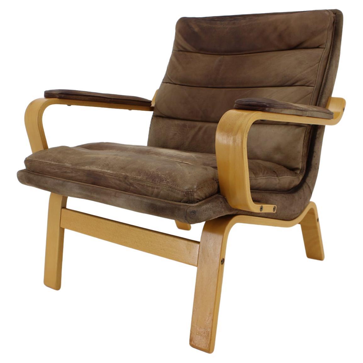 1970s Yngve Ekström "Contino" Leather Armchair, Sweden For Sale