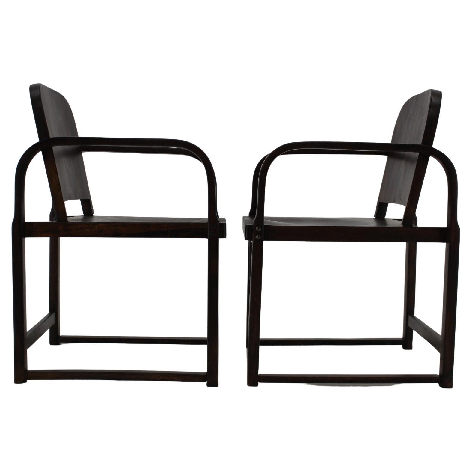 1930s Pair of Thonet Bentwood Armchairs A745 by Tatra, Czechoslovakia
