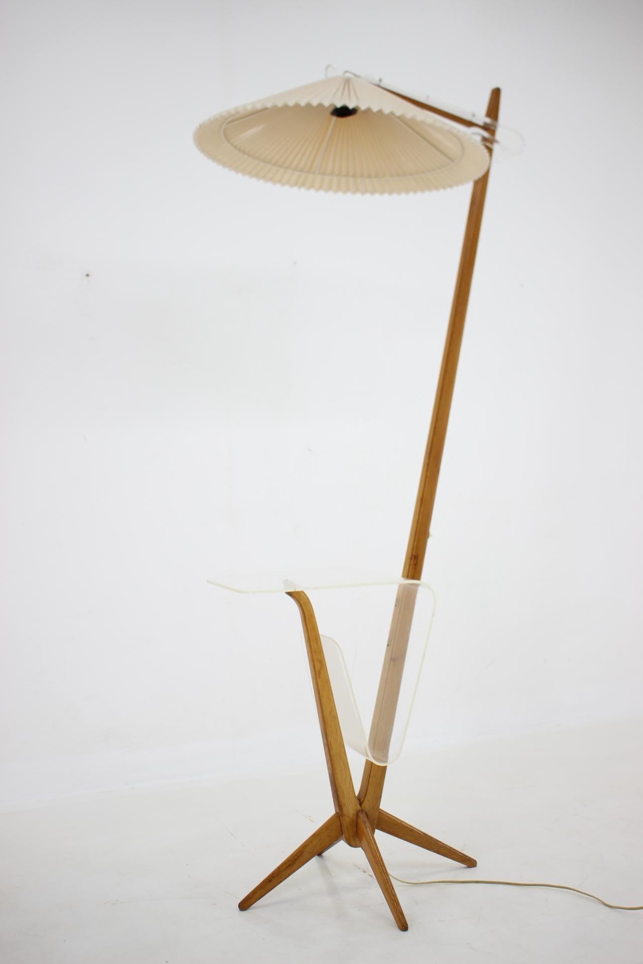 Mid-Century Modern 1970s Oak Floor Lamp by Uluv, Czechoslovakia For Sale