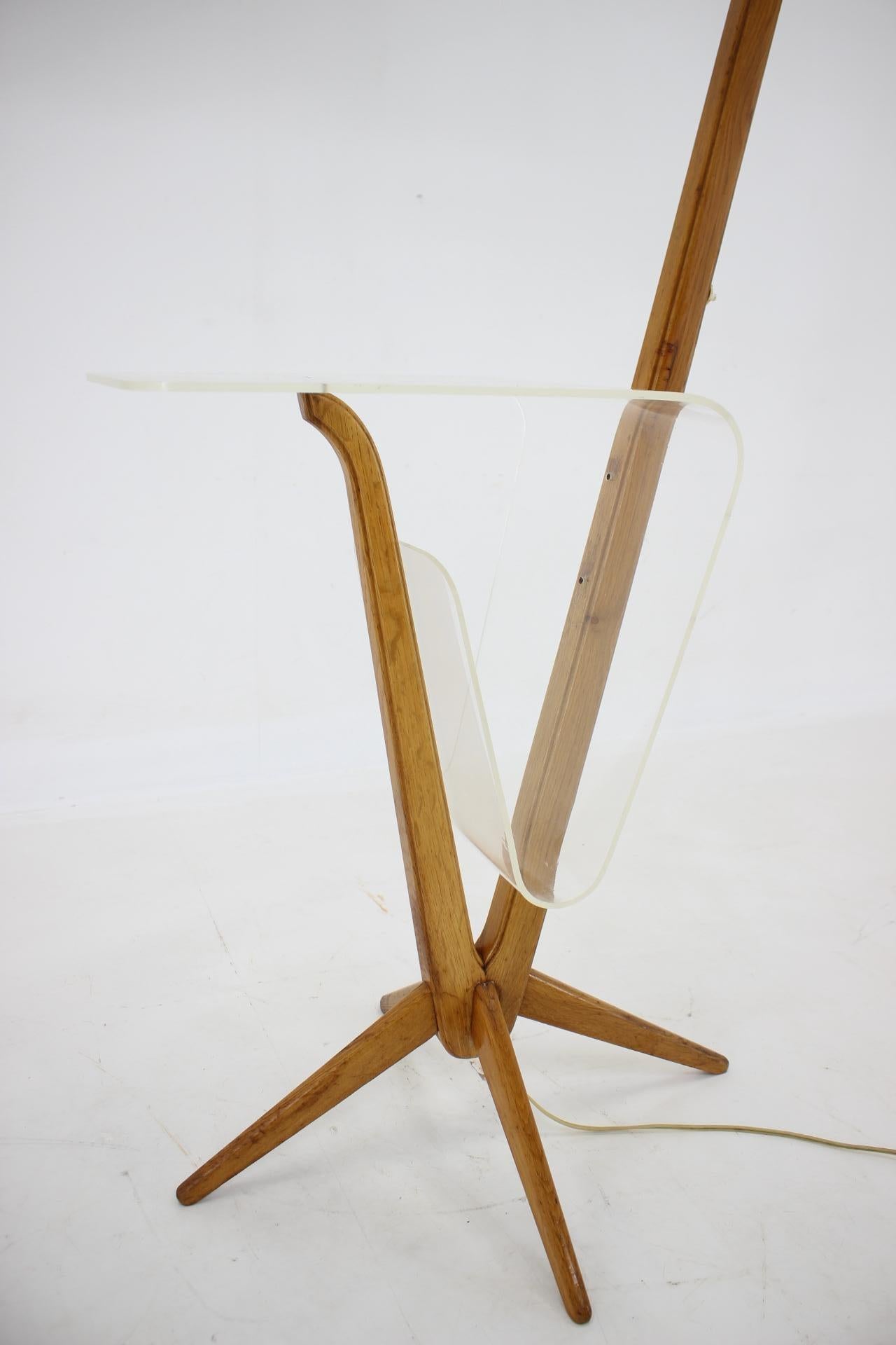 Late 20th Century 1970s Oak Floor Lamp by Uluv, Czechoslovakia For Sale