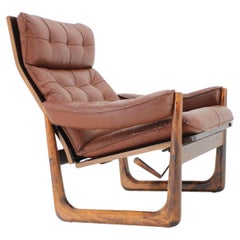 1960s Adjustable Leather Armchair by Genega Mobler, Denmark