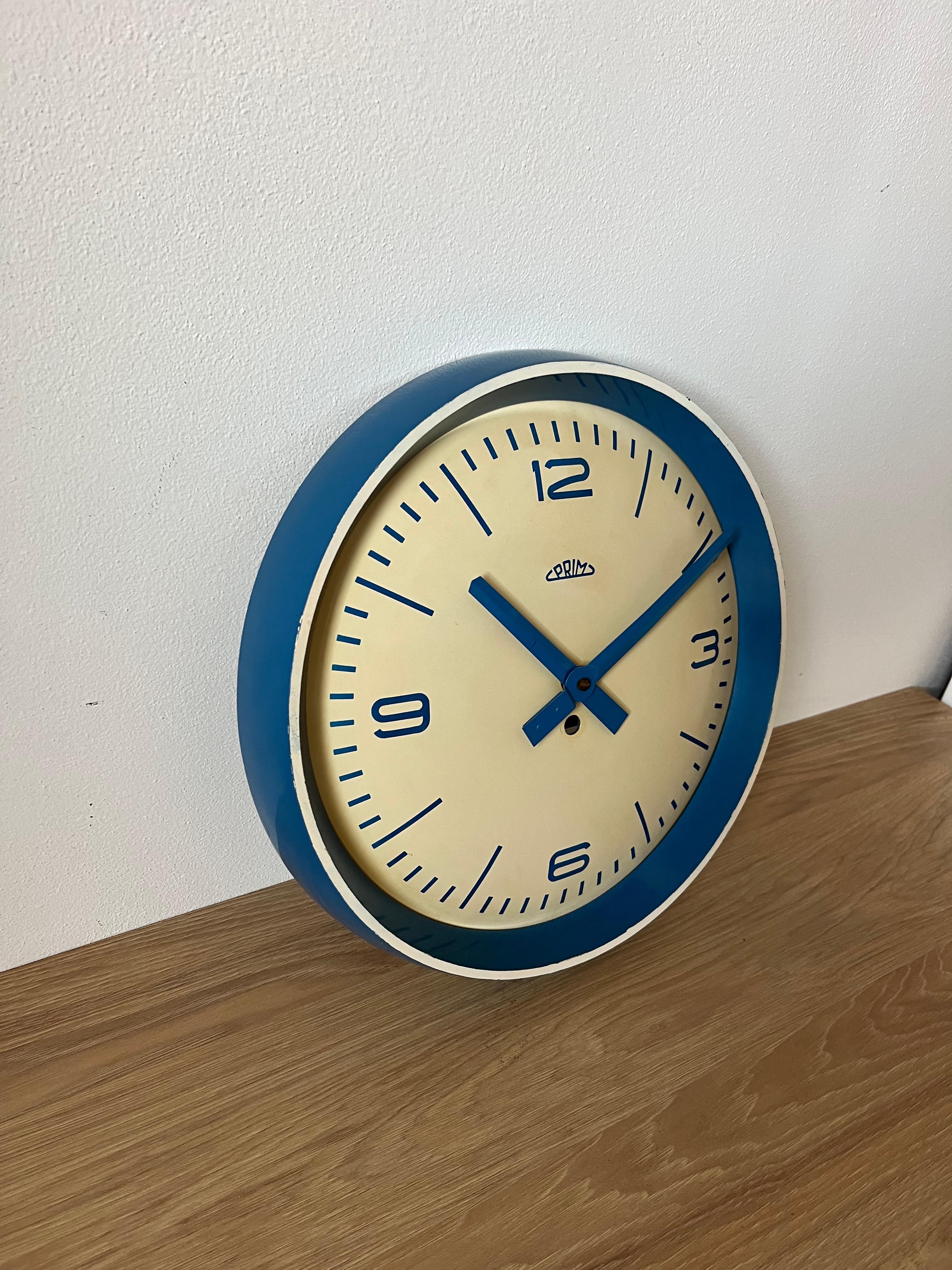 1960s Industrial Wall Clock Prim, Czechoslovakia In Good Condition For Sale In Praha, CZ