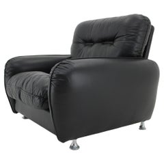 Used 1970s Armchair in Black Leather, Italy