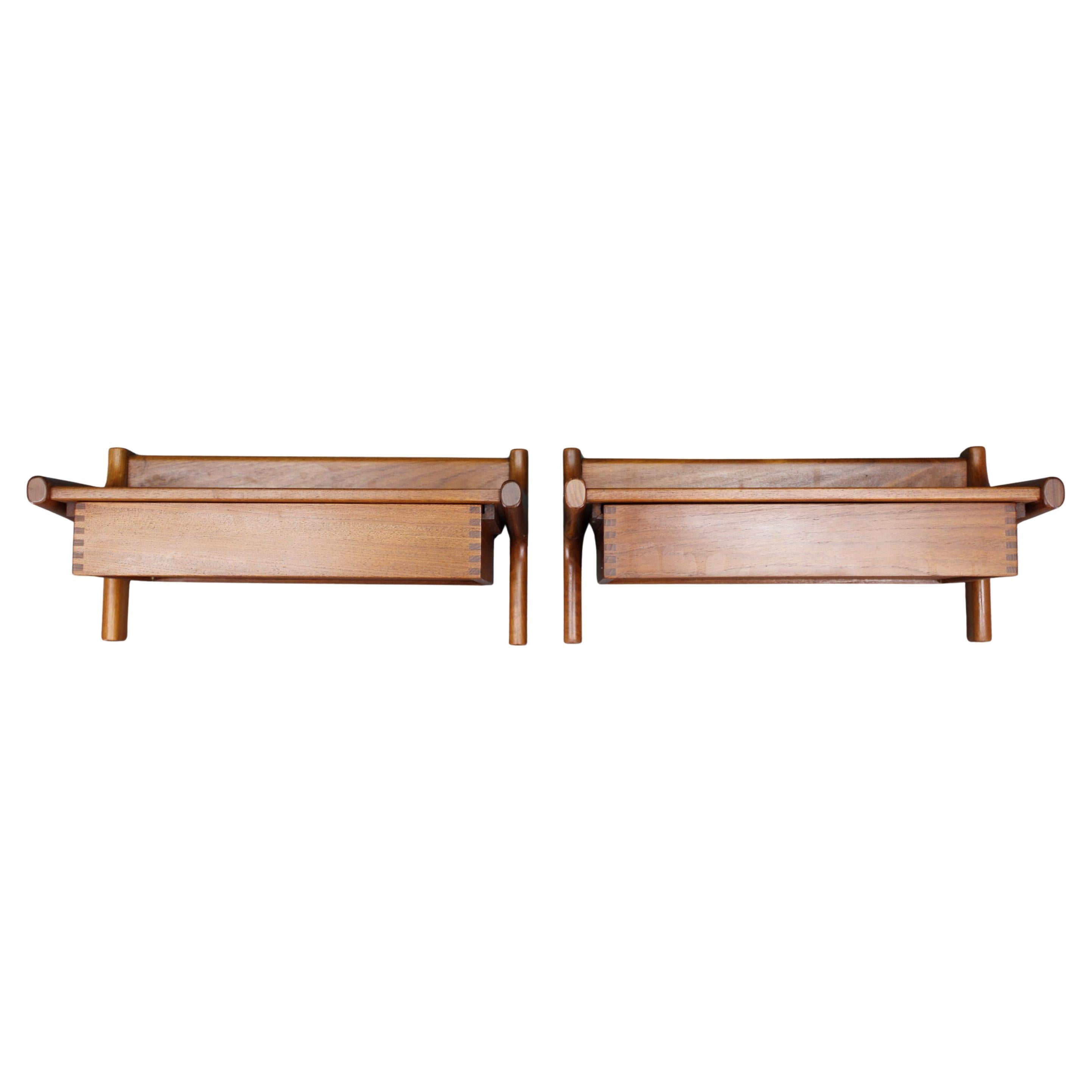 1950s Pair of Rare Borge Mogensen Teak Floating Night Stand by Dyrlund Denmark