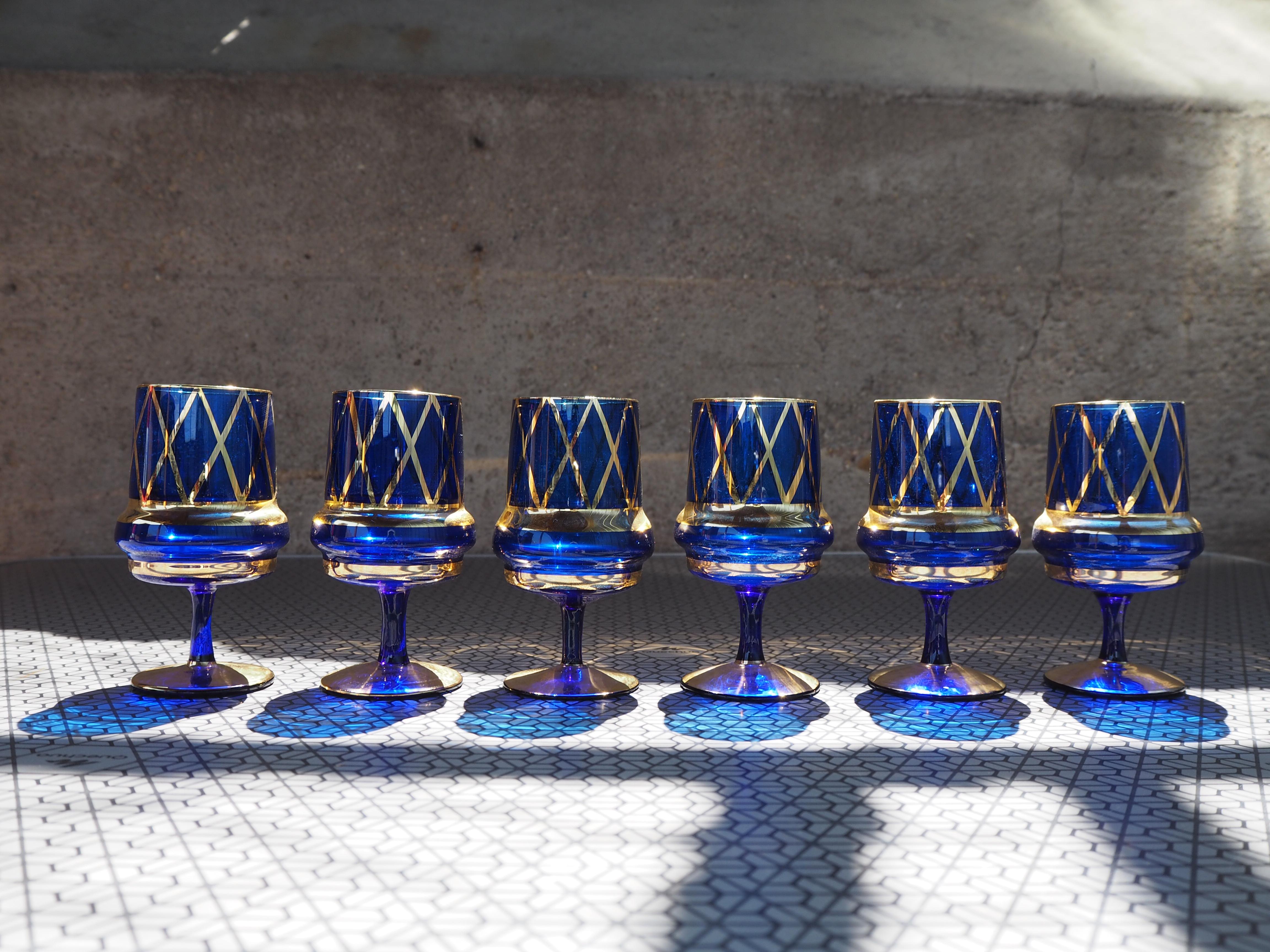 Set of six cognac stemmed glasses, 1960's.
made in Czechoslovakia in the 1960s
Good original condition