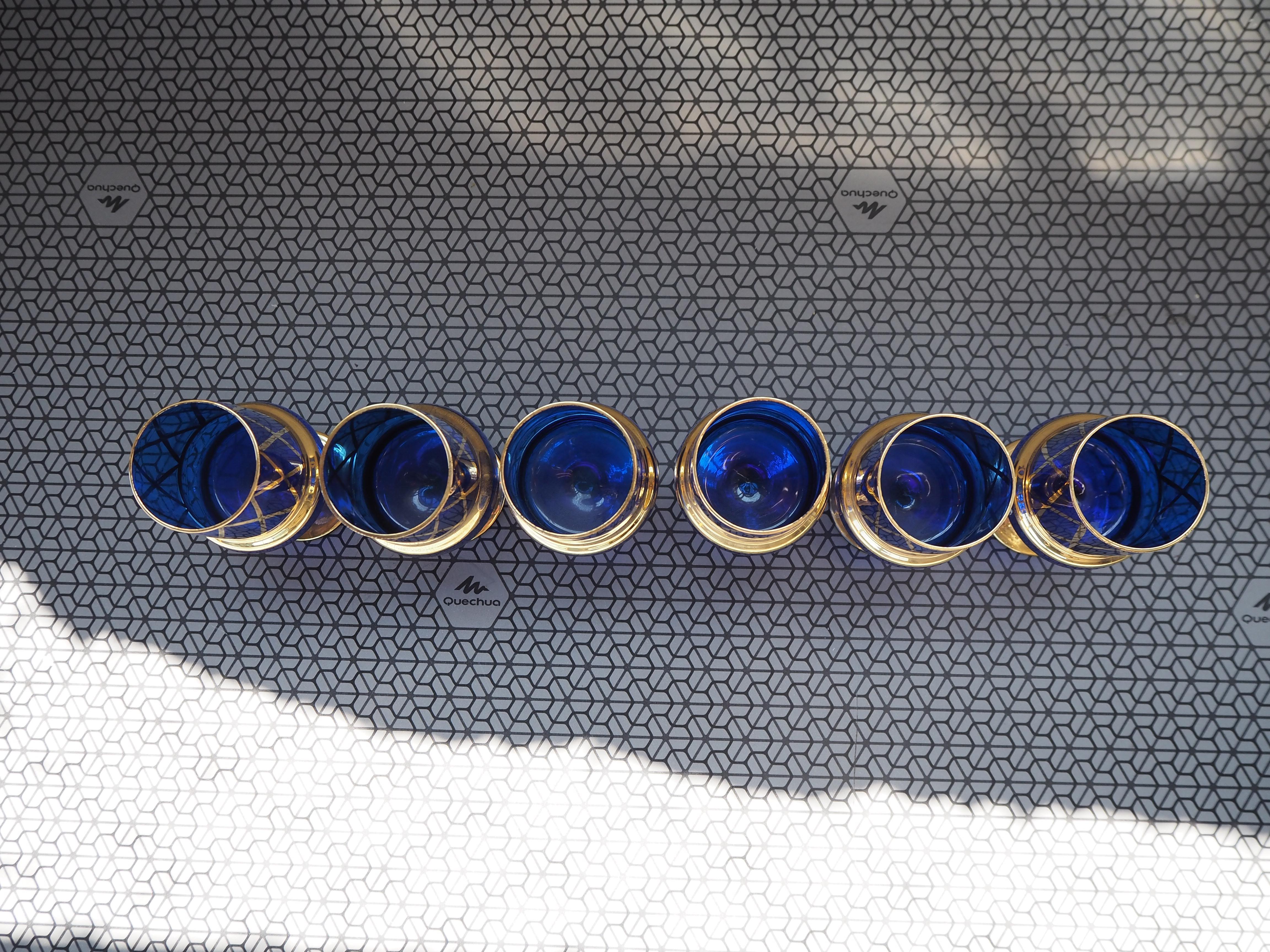 Set of six cognac Bohemia glasses, 1960's. In Good Condition For Sale In Praha, CZ