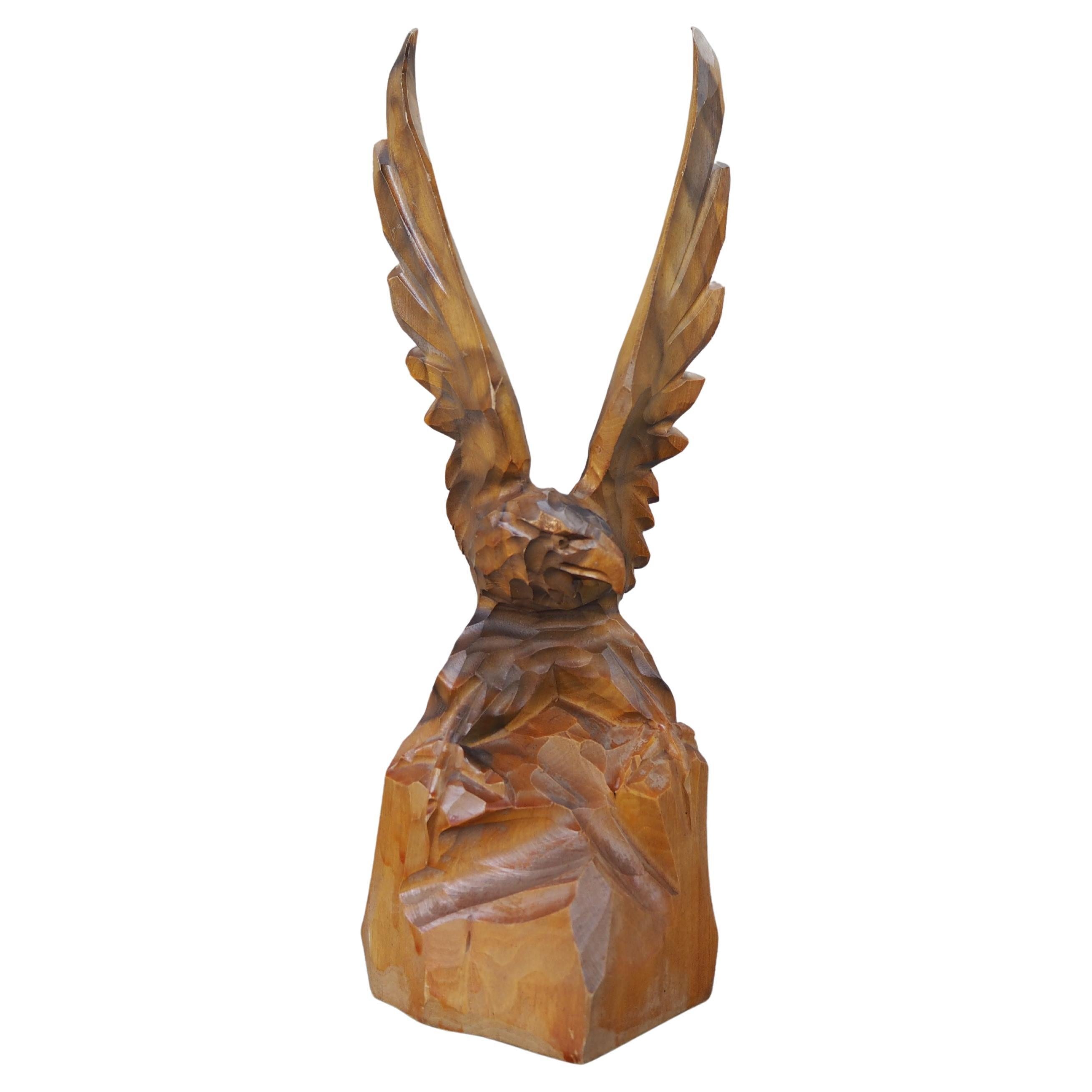 Vintage Eagle Statue, Holzfigur, 1970er Jahre