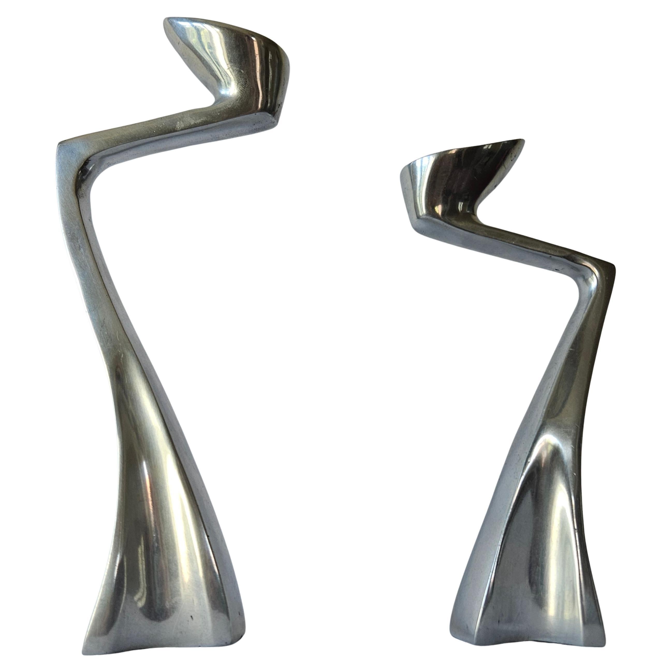 Pair of Midcentury Design Swan Candlesticks by Matthew Hilton, England, 1980s For Sale