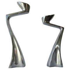 Pair of Midcentury Design Swan Candlesticks by Matthew Hilton, England, 1980s