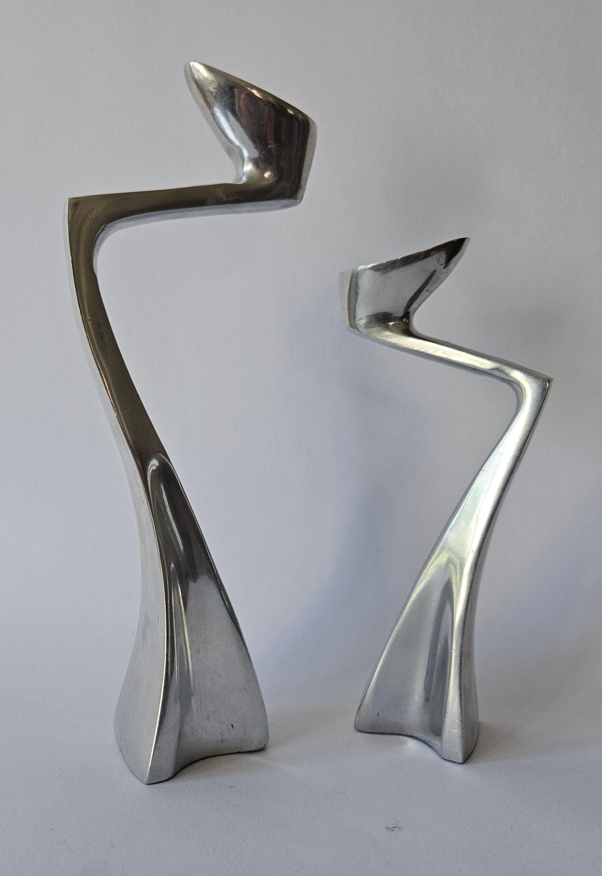 English Pair of Midcentury Design Swan Candlesticks by Matthew Hilton, England, 1980s For Sale