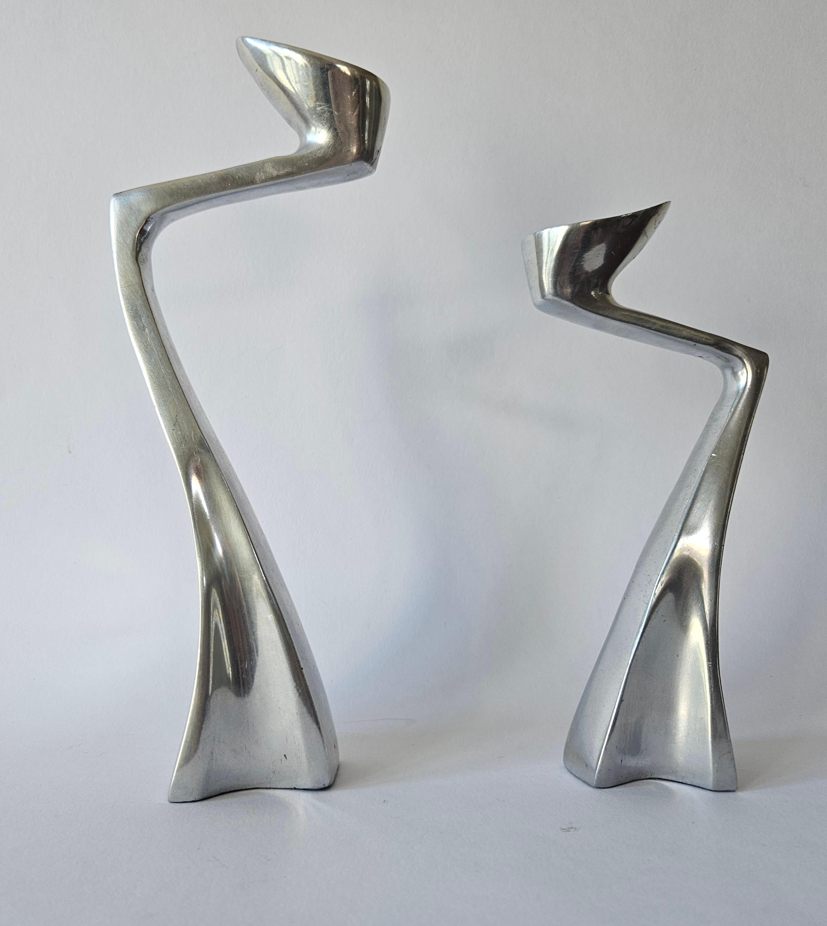 Pair of Midcentury Design Swan Candlesticks by Matthew Hilton, England, 1980s For Sale 2