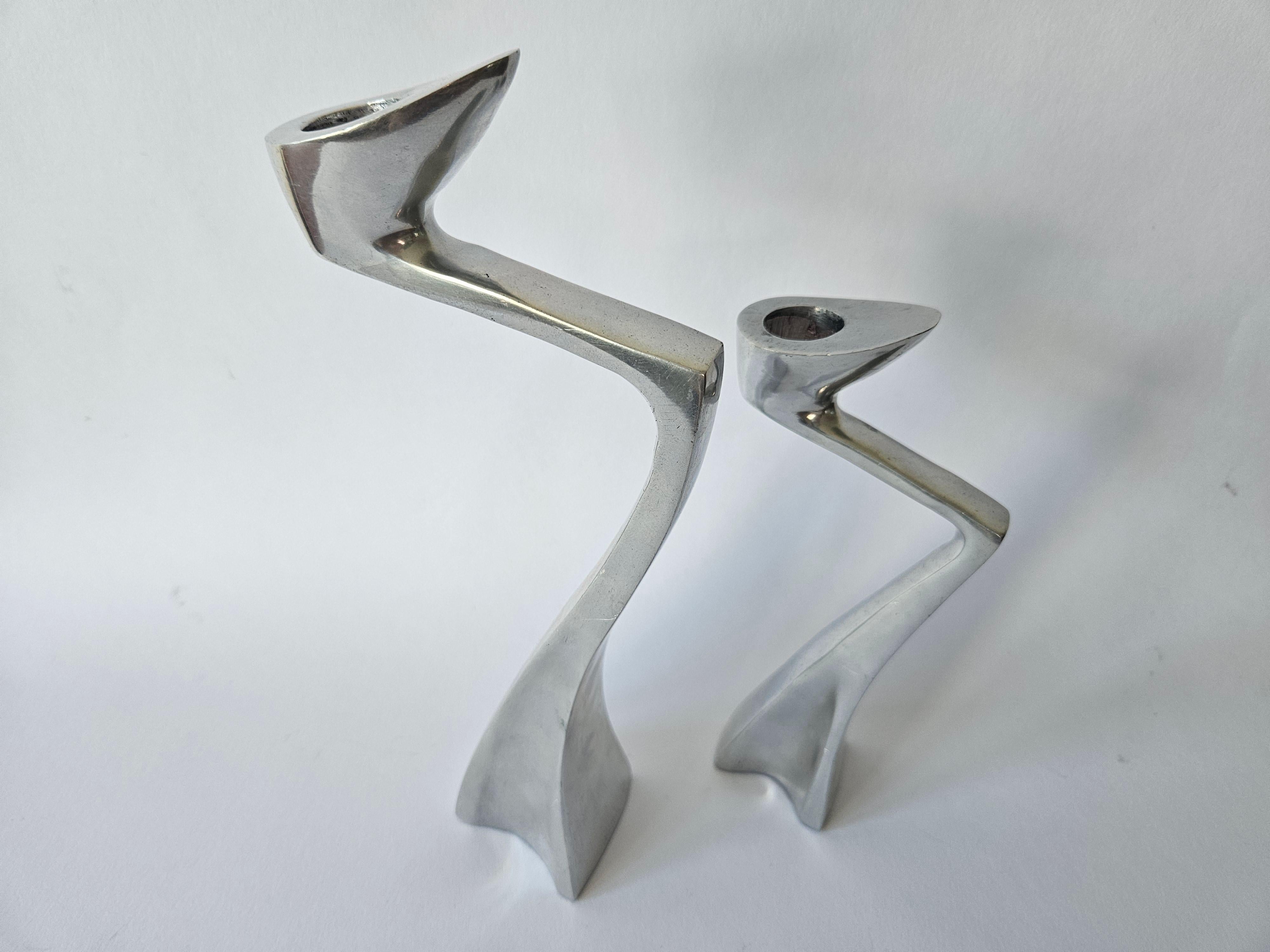 Mid-Century Modern Pair of Midcentury Design Swan Candlesticks by Matthew Hilton, England, 1980s For Sale