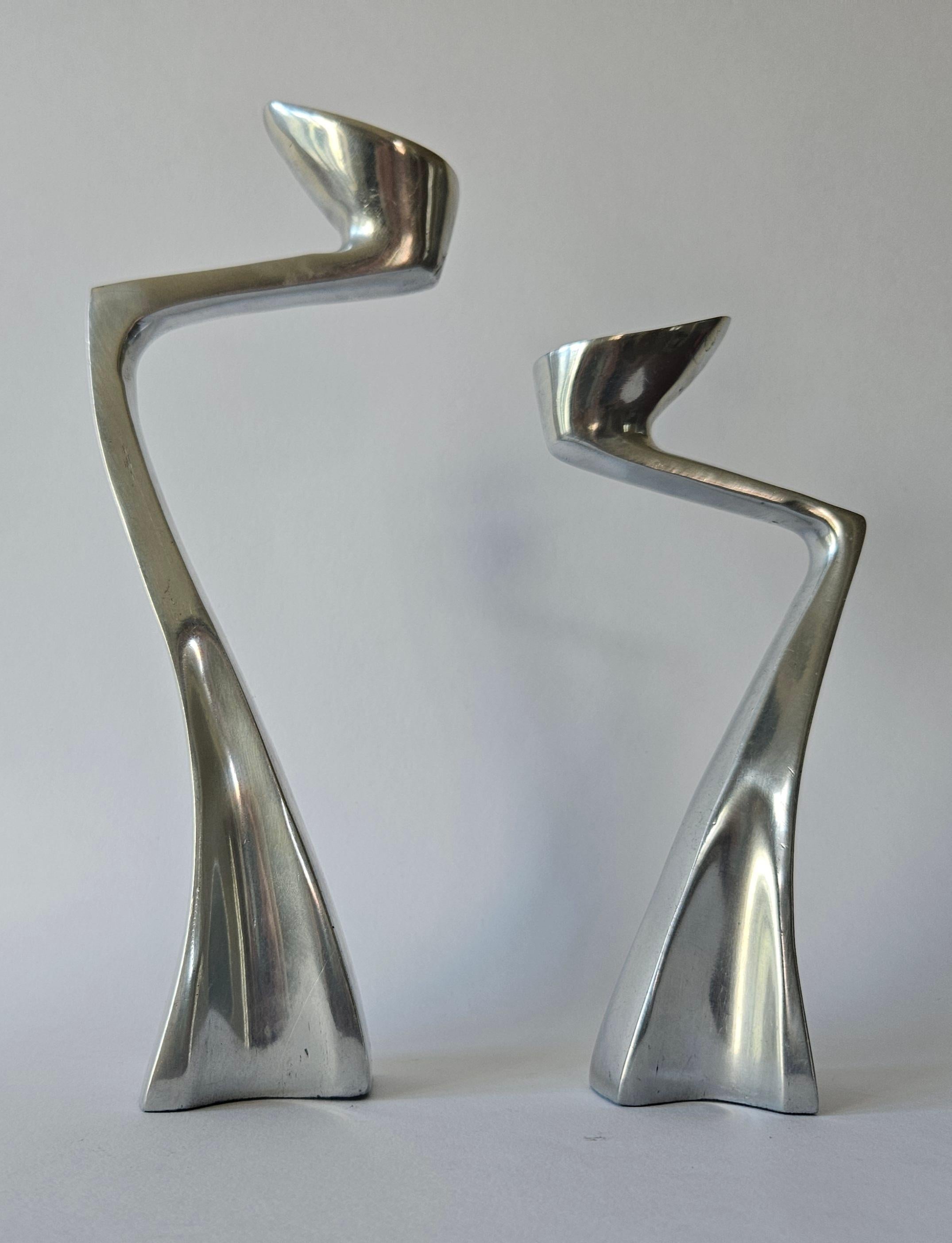 Late 20th Century Pair of Midcentury Design Swan Candlesticks by Matthew Hilton, England, 1980s For Sale