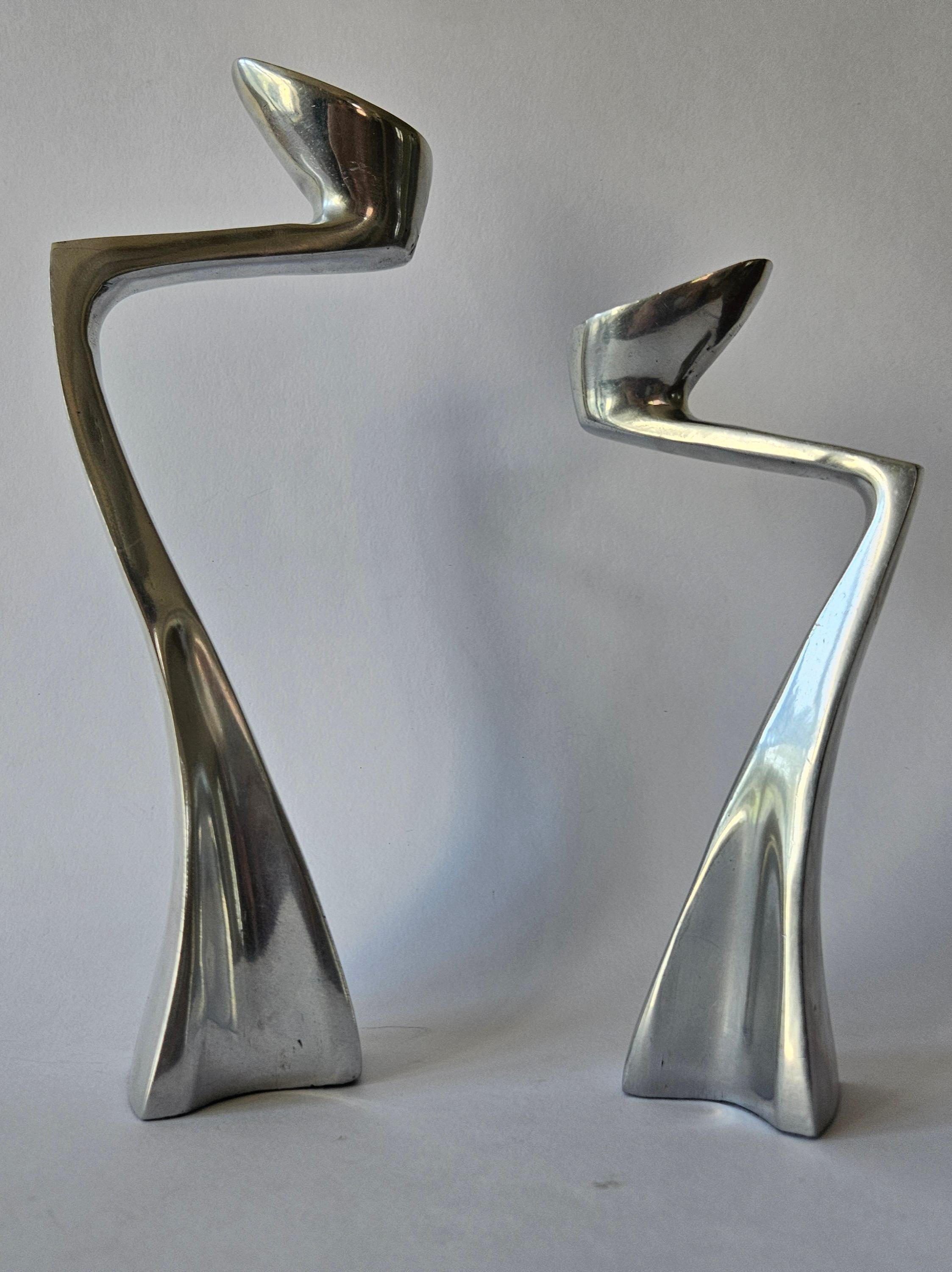 Pair of Midcentury Design Swan Candlesticks by Matthew Hilton, England, 1980s For Sale 1